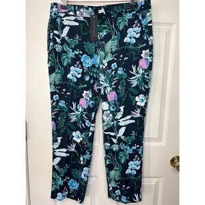 New Banana Republic Avery Pants Navy Floral Pineapple Print Womens 10